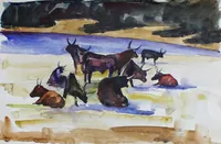 peinture : Vaches corses