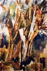 peinture : Les eucalyptus I