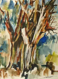 peinture : Les eucalyptus II