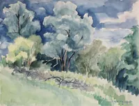 peinture : Tempête sur les arbres