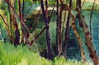 peinture : Arbres au bord de la Seille