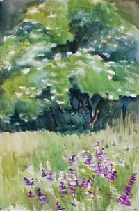 peinture : La prairie au bord du bois