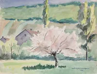 peinture : Pommier en fleurs