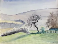 peinture : Prairie à l'arbre noir