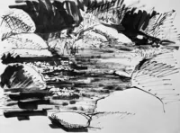 peinture : rivière