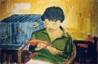 peinture : Femme à la cage