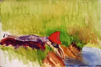 peinture : Femme au bord de l'eau