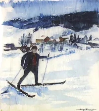 peinture : Le skieur