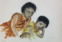 peinture : Femme et enfant