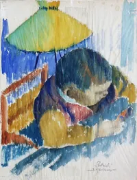peinture : Enfant à l'auto