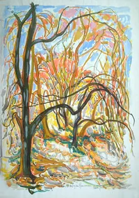 peinture : Les arbres le matin