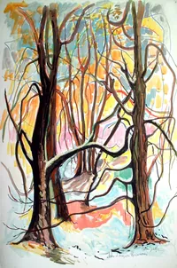 peinture : Arbres l'hiver au Renouveau