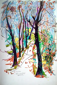 peinture : Les arbres au printemps
