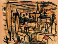 peinture : Village bourguignon n°1