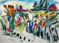 peinture : Vendanges à Gevrey