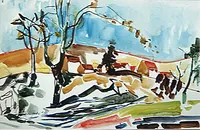 peinture : Village bourguignon n°2