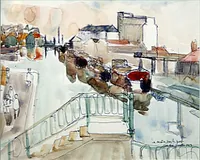 peinture : Le matin sur le port