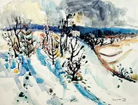 peinture : Neige en Bourgogne