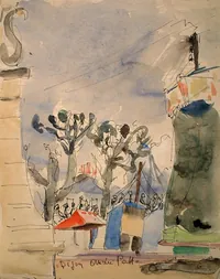 peinture : Dijon. La fête sur la place