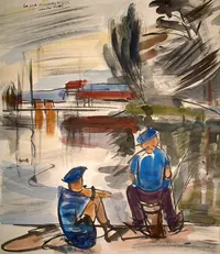 peinture : Dijon. Le port du canal n°10