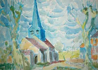 peinture : Bonnencontre. L'église