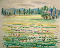 peinture : Les près à Montigny