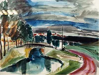 peinture : Le pont de bois