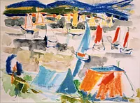 peinture : Camping et voiliers