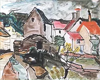 peinture : Vielles maisons à Chateauneuf