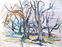 peinture : Arbres sur le chaume
