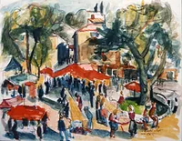 peinture : Le marché à Apt.