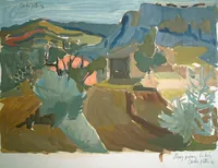 peinture : Lioux. Provence. Le soir n°2