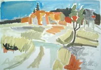 peinture : Lioux. Mas en ruines