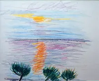 peinture : Lever de soleil en Corse