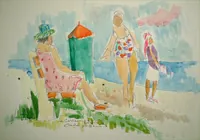 peinture : Corse. Sur la plage n°1