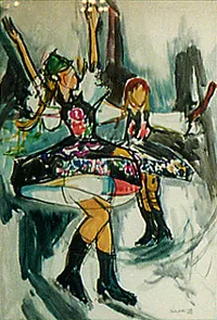 peinture : Pologne n°4 . Danseuses polonaises