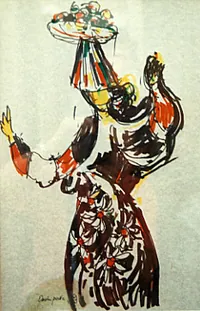 peinture : Indonésie n°1 .Danseuse