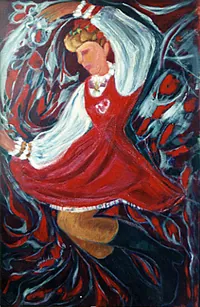 peinture : Hongrie n°3 . Danseuse la nuit au