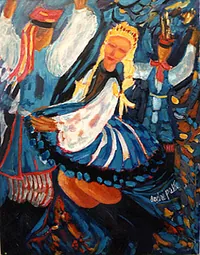 peinture : Pologne n°6 . Danseurs