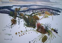 peinture : Paysage à Flavignerot n°1