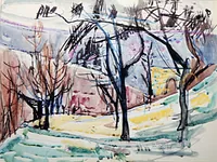 peinture : Le verger près du Colombier