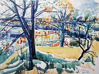 peinture : Les cerisiers au Colombier n°1