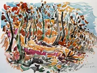 peinture : Les arbres à Flavignerot n°1