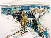 peinture : Neige à Flavignerot n°2