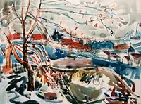 peinture : Le village n°4