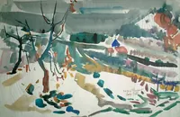 peinture : Neige à Flavignerot n°4