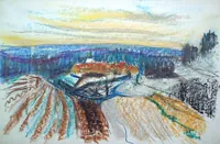 peinture : Flavignerot. Le village
