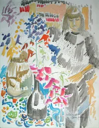 peinture : Catherine et les fleurs