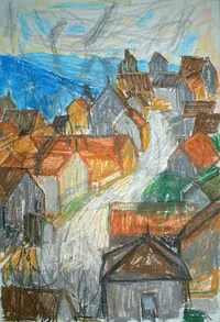 peinture : Reulle-Vergy n°5. Le village