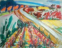 peinture : Messange. Hautes Côtes.